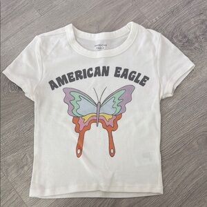 American Eagle Outfitters Cream Butterfly T-Shirt women’s small